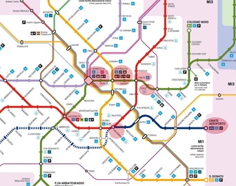 The metro map for Milan, Italy