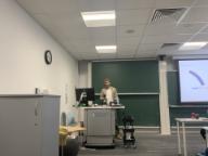 Researcher giving talk